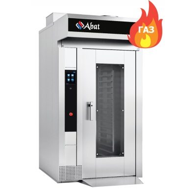 Ротационный пекарский шкаф газовый Abat РПШ-16-6-4ПГ, серия CHEF, сенсорная панель управления, ТШГ-16-6-4 на 16 уровней 600х400