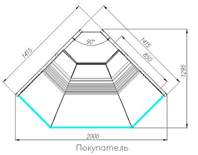 Витрина холодильная ATRIUM 2 GC120 VM-5 (внешний угол, динамика) 3004