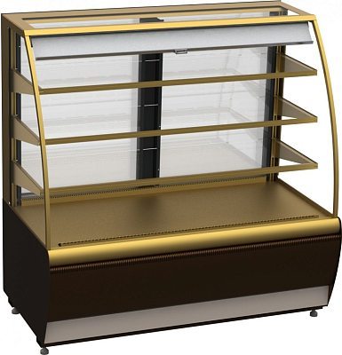 Витрина холодильная Carboma K70 VM 0,9-2 STANDARD Паттерн (открытая) (0108 Темный дуб)