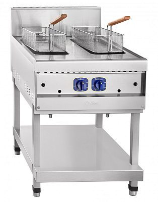 Газовая фритюрница кухонная Abat ГФК-90.2П, 2 корзины 507х190х105 мм, 900 серия, 641х911х1053 мм, вся нерж.
